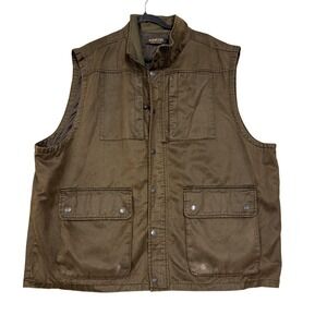 Ridgecut Vest Mens 2XL Brown Canvas Quilted Workwear Full Zip Lined Pockets